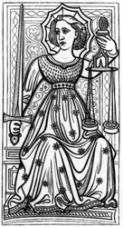 Gerechtigkeit, nach einer Tarotkarte aus dem 